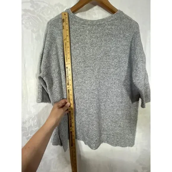 Zara Trafaluc Shirt Small Gray Chest Pocket Sweatshirt Raw Hem Oversized - Picture 9 of 9